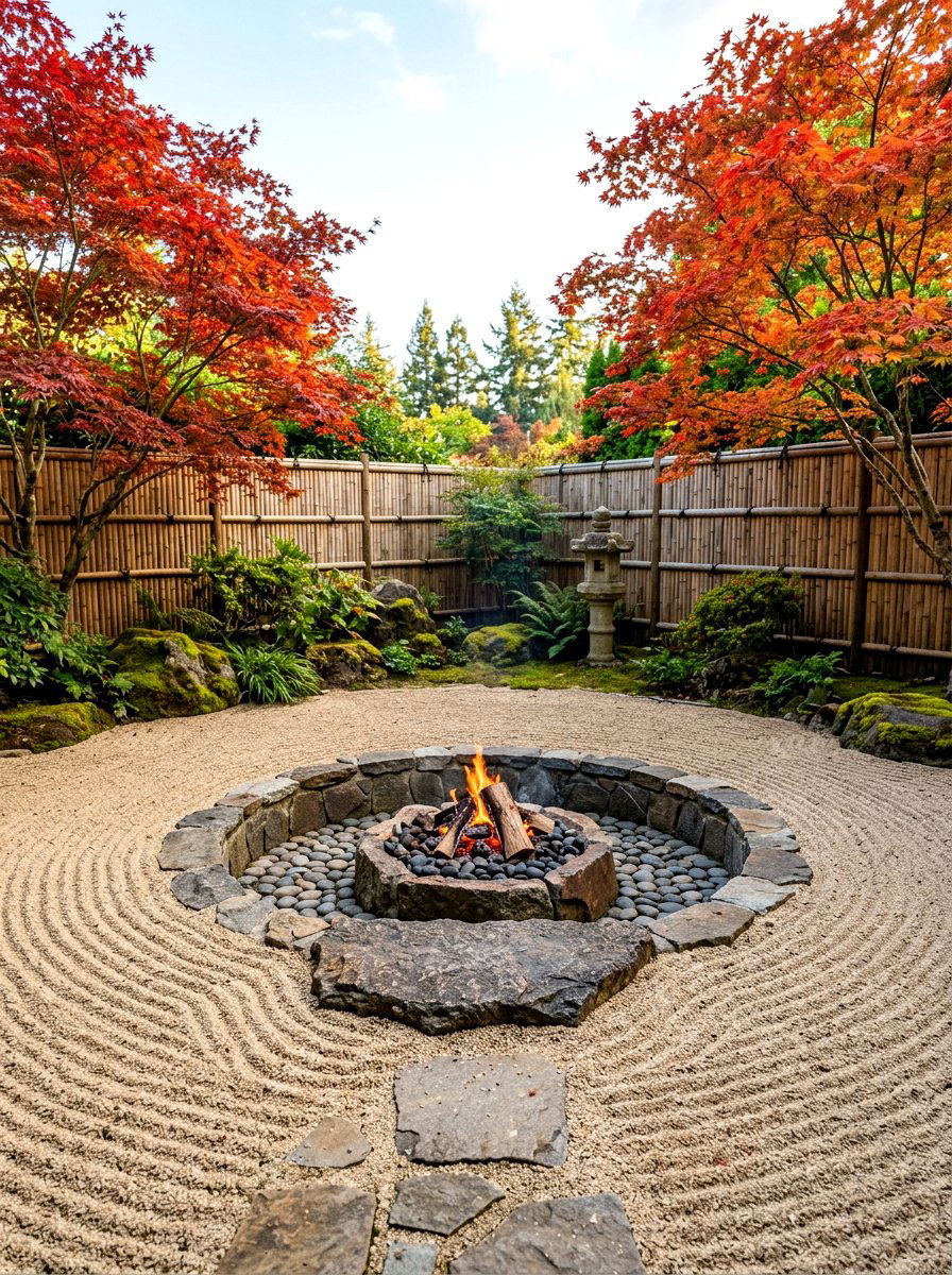 Zen Garden Sunken Fire Pit - 30 sunken fire pit ideas