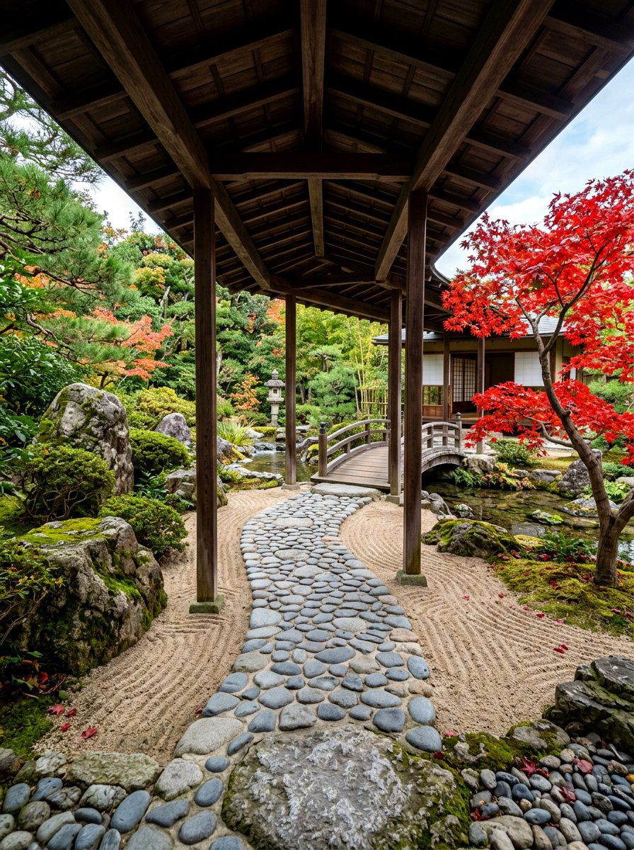Zen Garden Timber Path - 30 covered walkway ideas