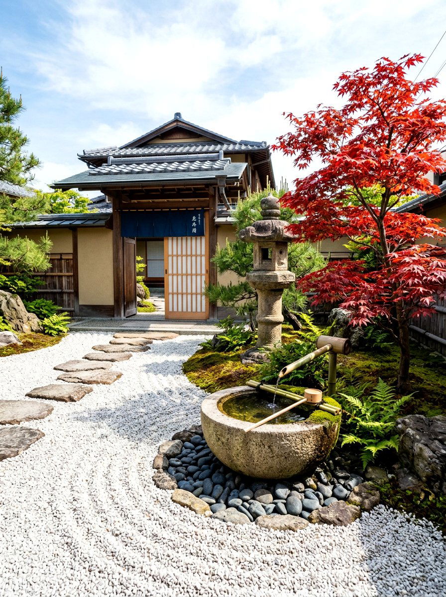 Zen Garden Water Bowl - 30 entry fountain landscaping ideas