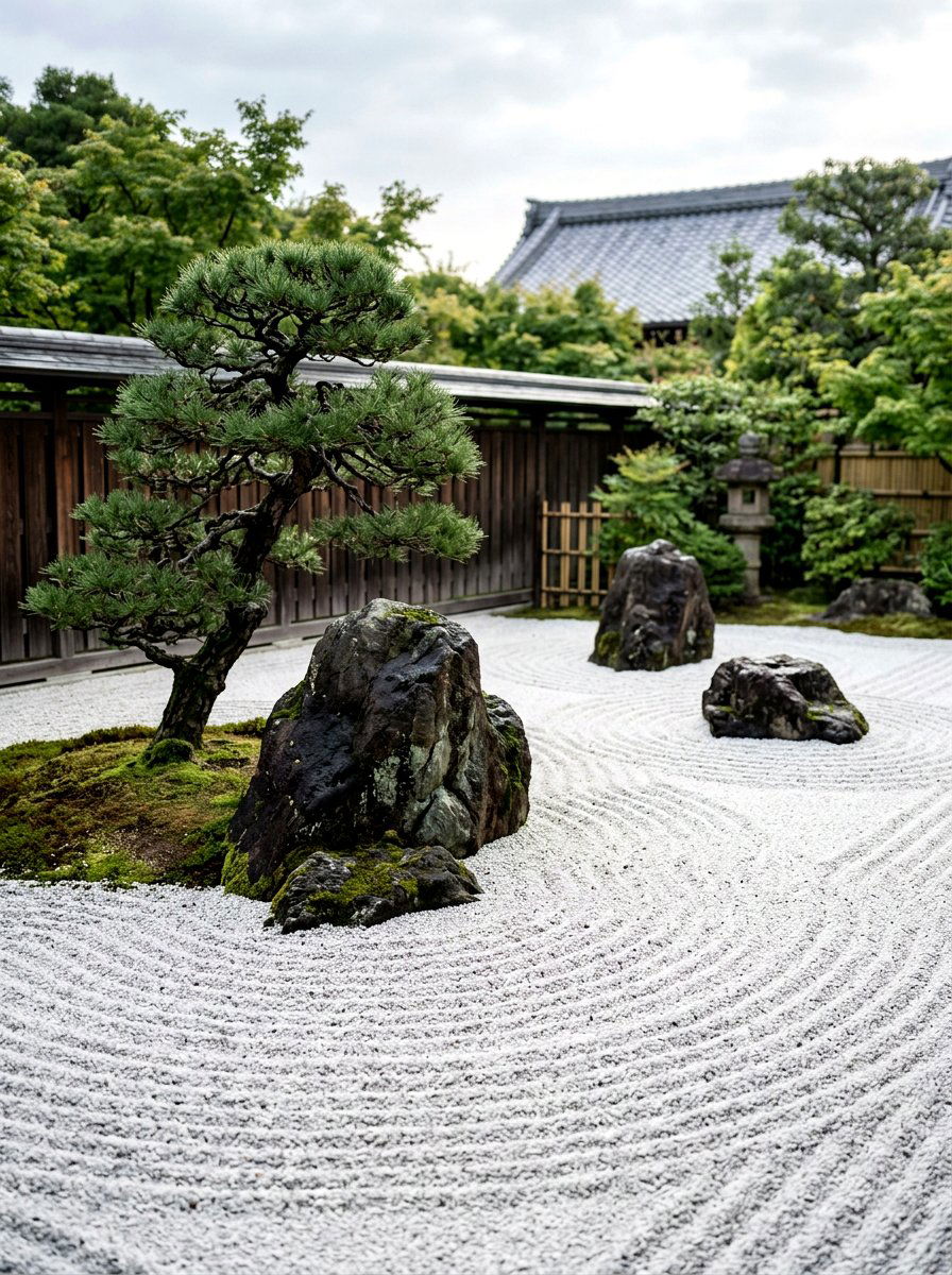 Zen Gravel Garden - 30 driveway island landscaping ideas