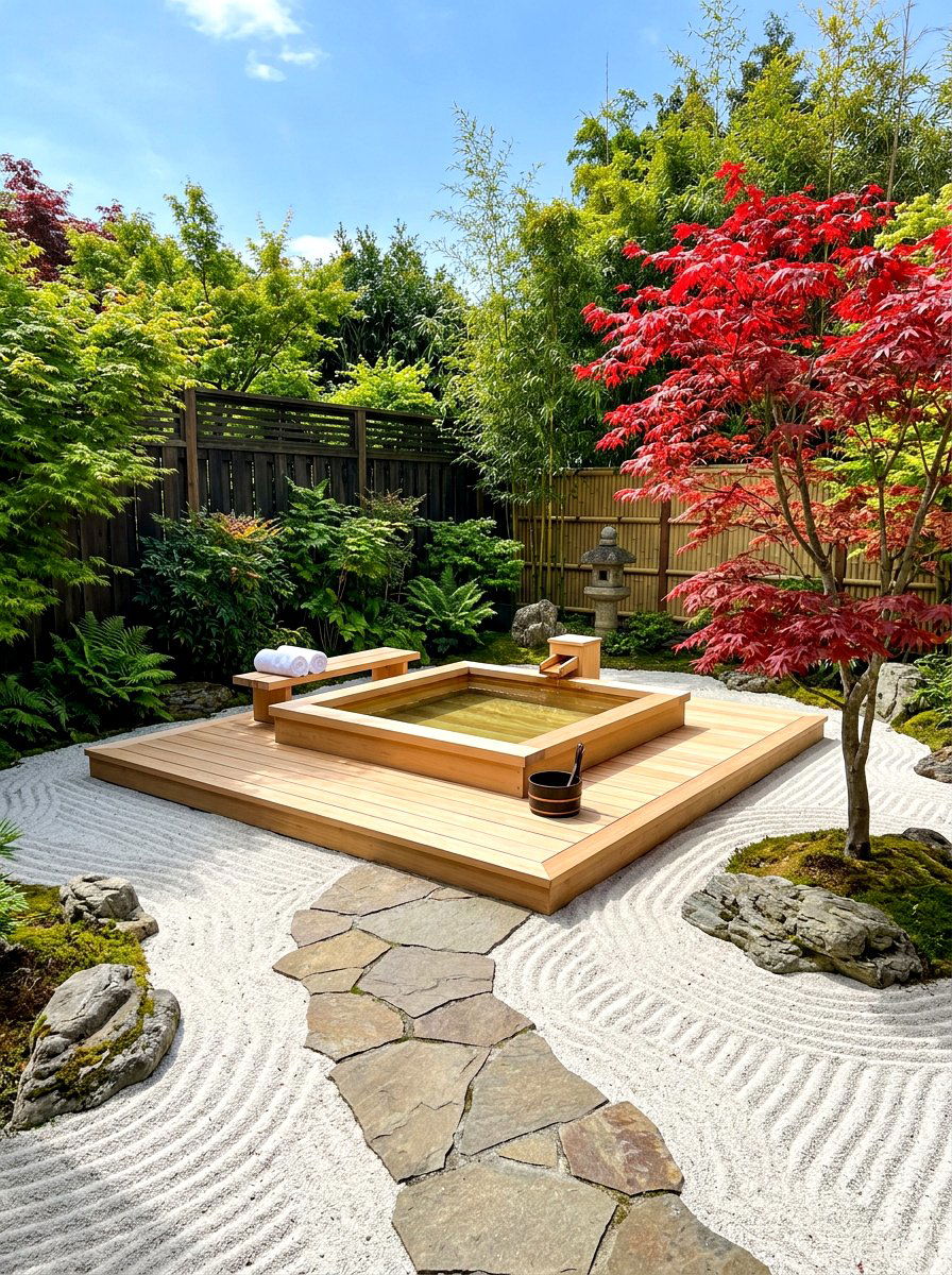 Zen Hot Tub Garden - 30 hot tub deck ideas