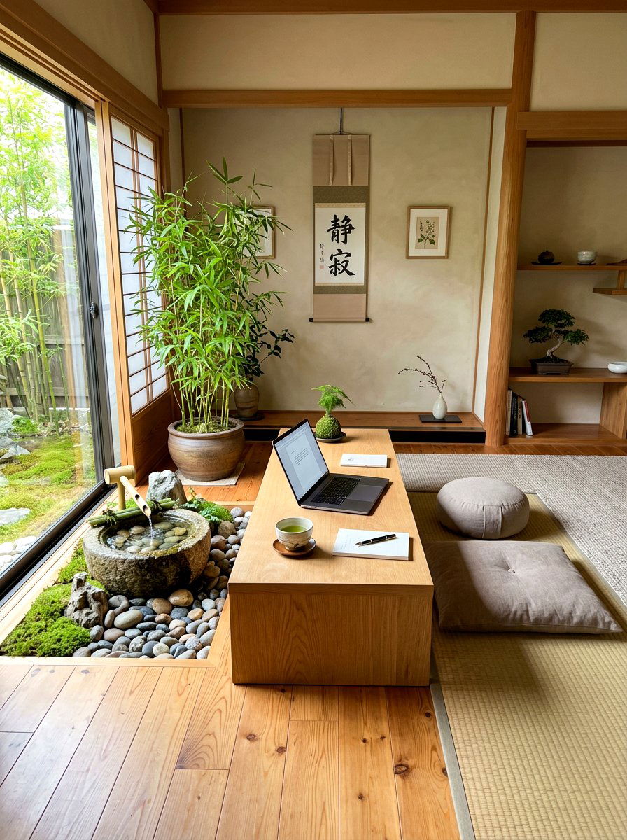 Zen Inspired Workspace - 30 creative studio office ideas