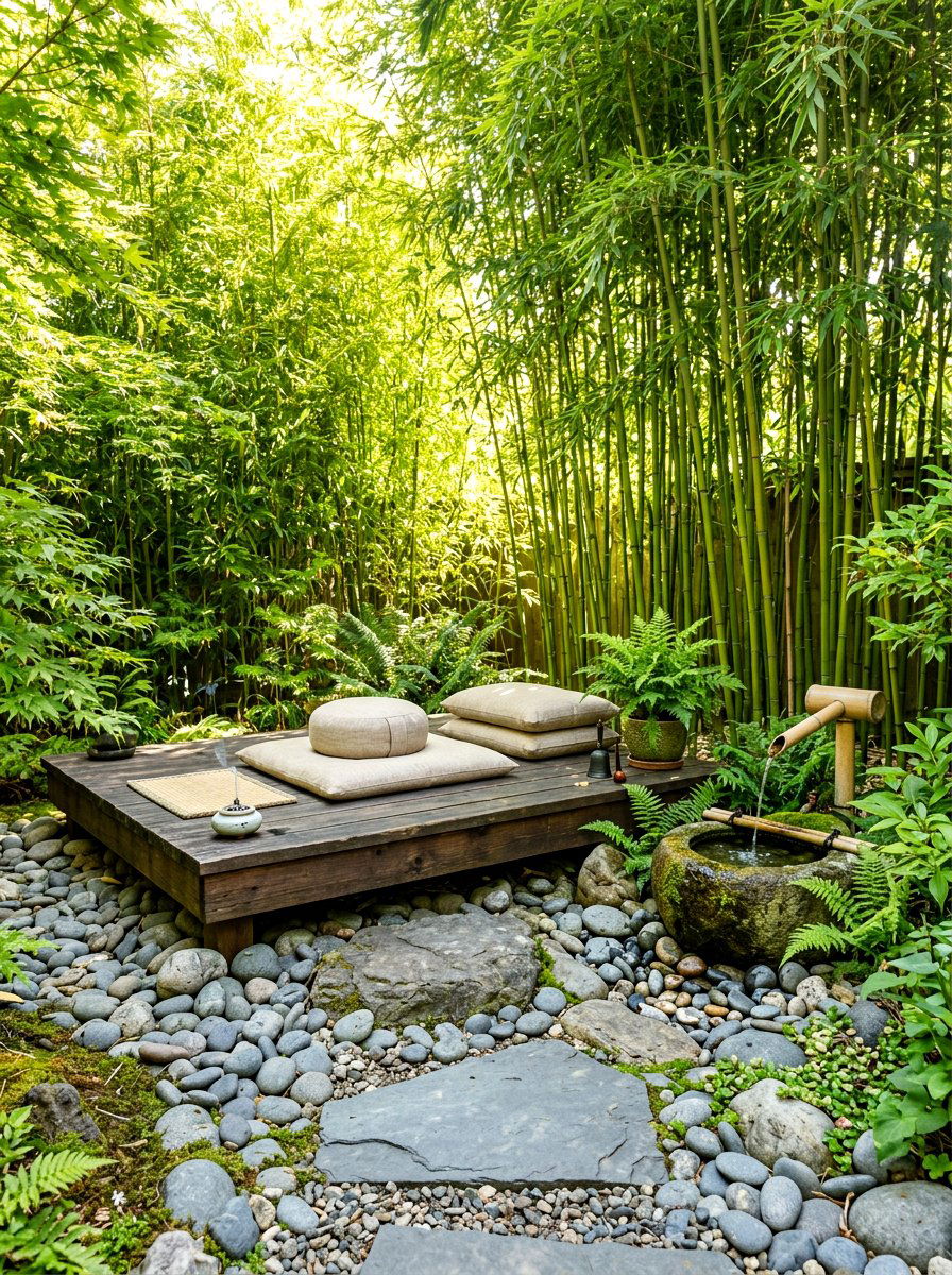 Zen Meditation Corner - 30 modern backyard lounge ideas