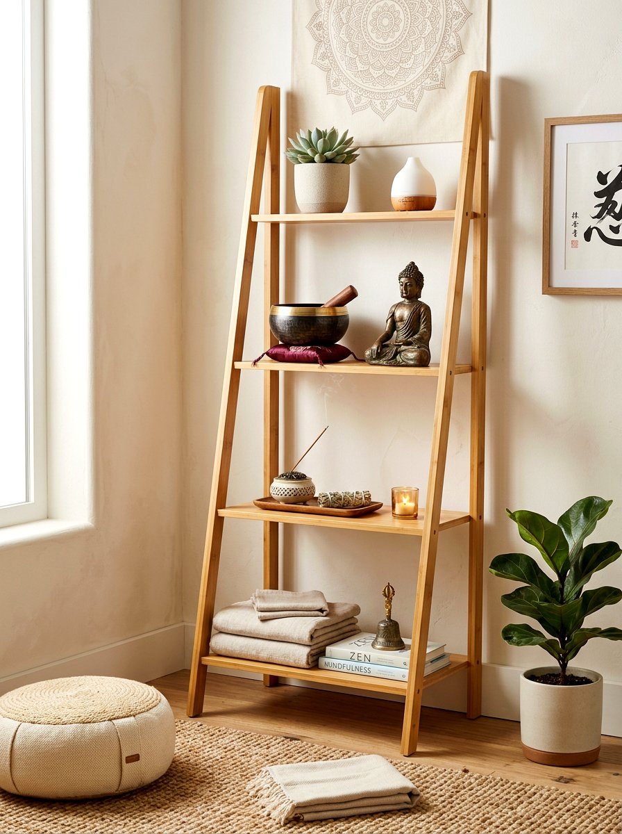 Zen Meditation Corner - 30 ladder shelf styling ideas
