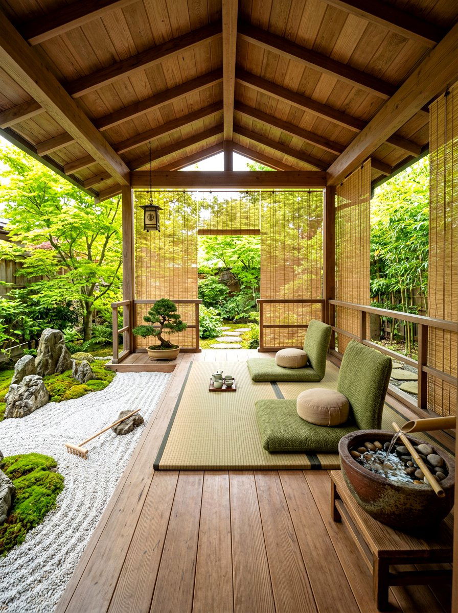 Zen Meditation Porch Area - 30 porch lounge ideas
