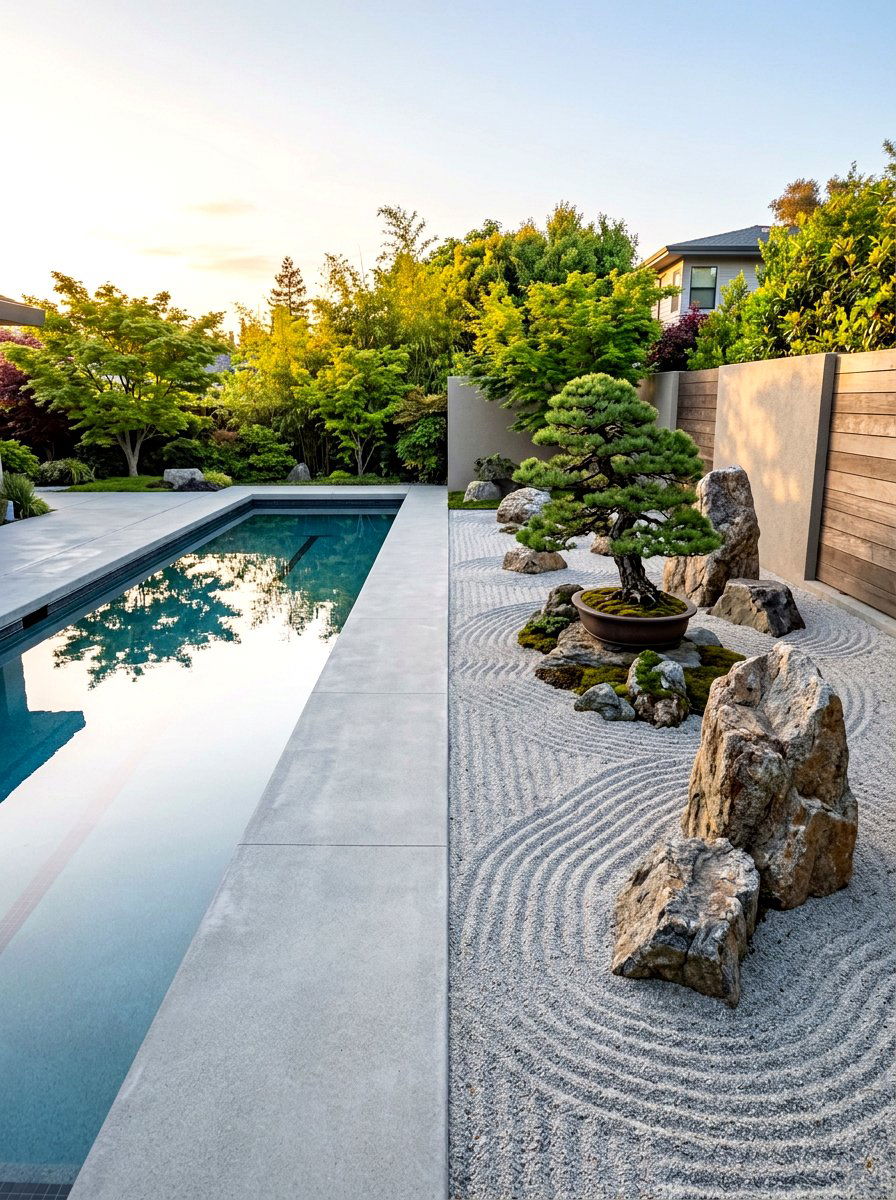 Zen Rock Garden - 30 lap pool backyard decor ideas