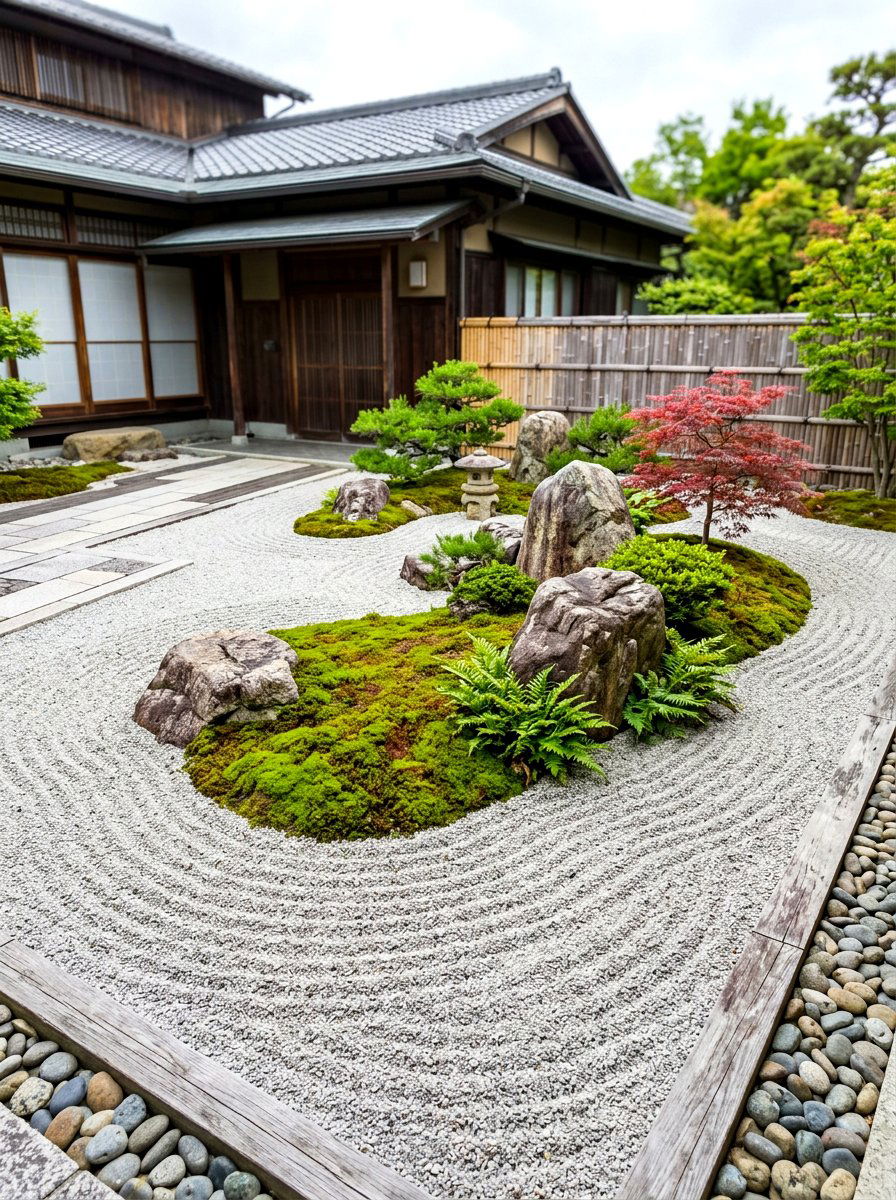 Zen Rock Garden - 30 low water front yard ideas