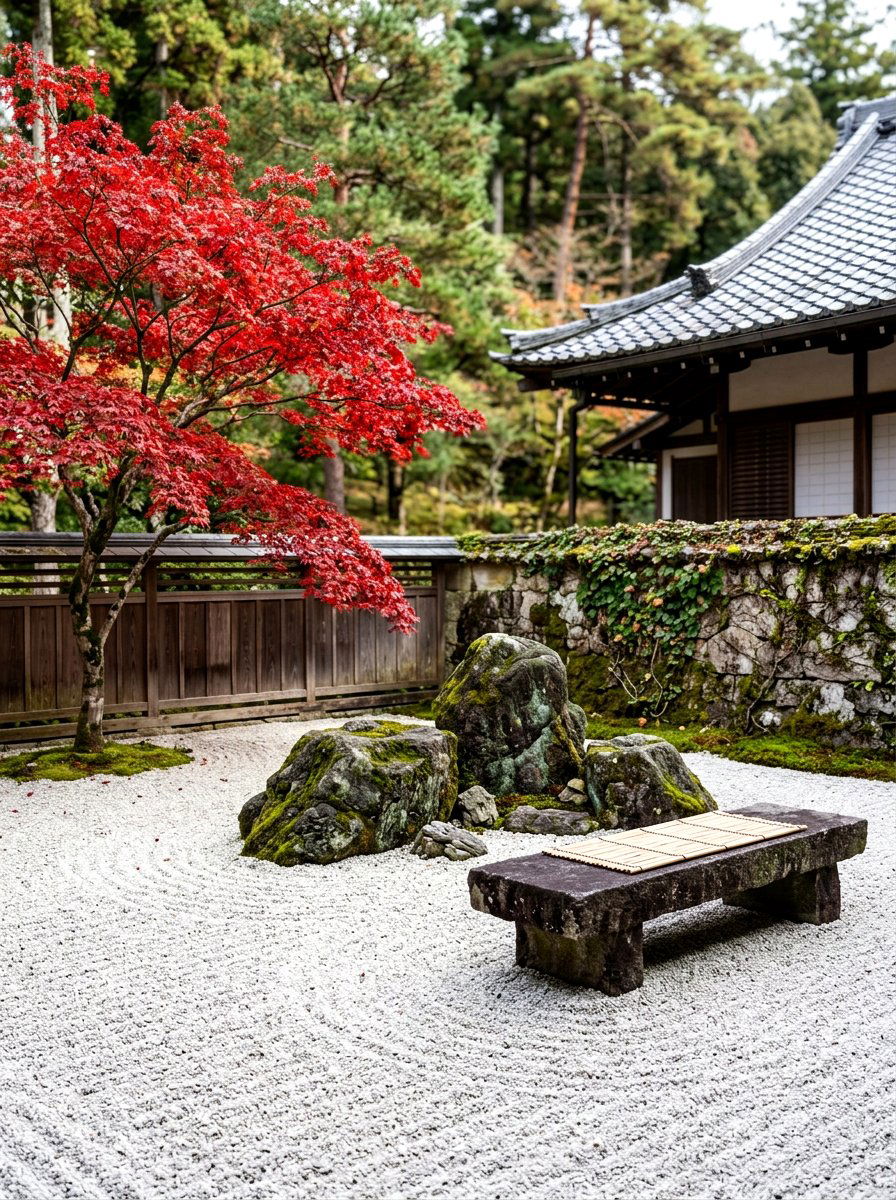 Zen Rock Garden Bench - 30 garden reading bench ideas