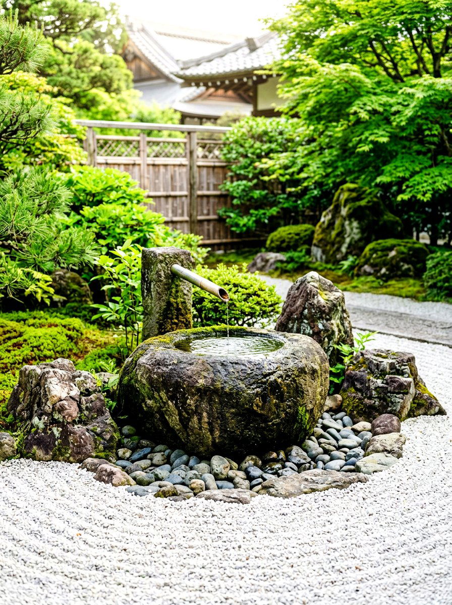 Zen Rock Garden Fountain - 30 water feature landscaping ideas