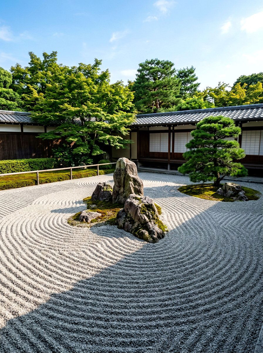 Zen Rock Garden Space - 30 courtyard style backyard ideas