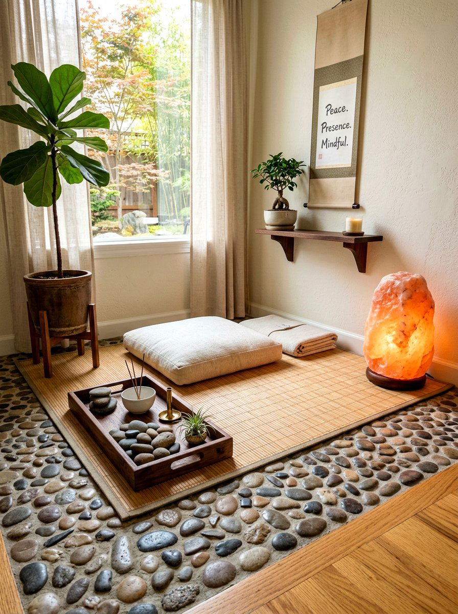 Zen Stone Floor Corner - 30 quiet corner decor ideas