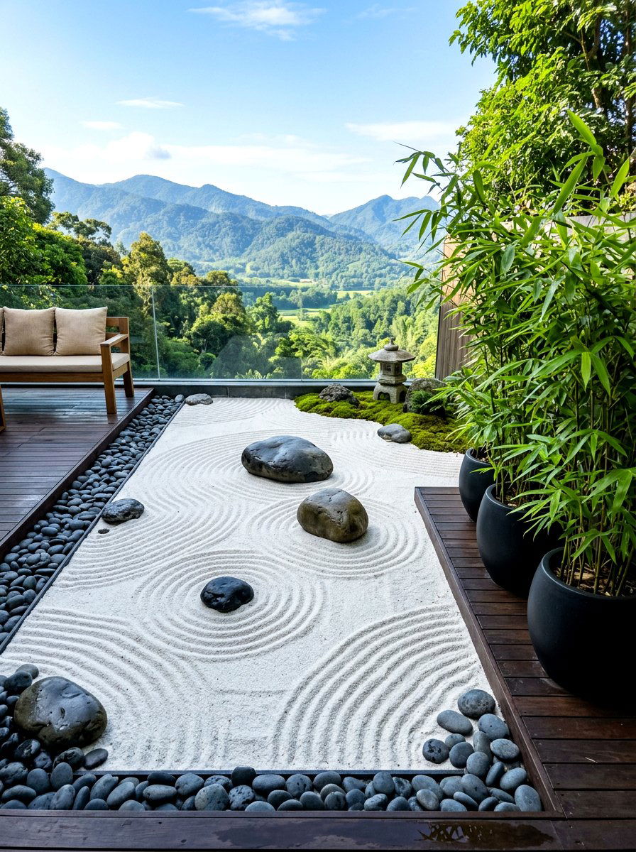 Zen Stone Garden - 30 terrace garden ideas