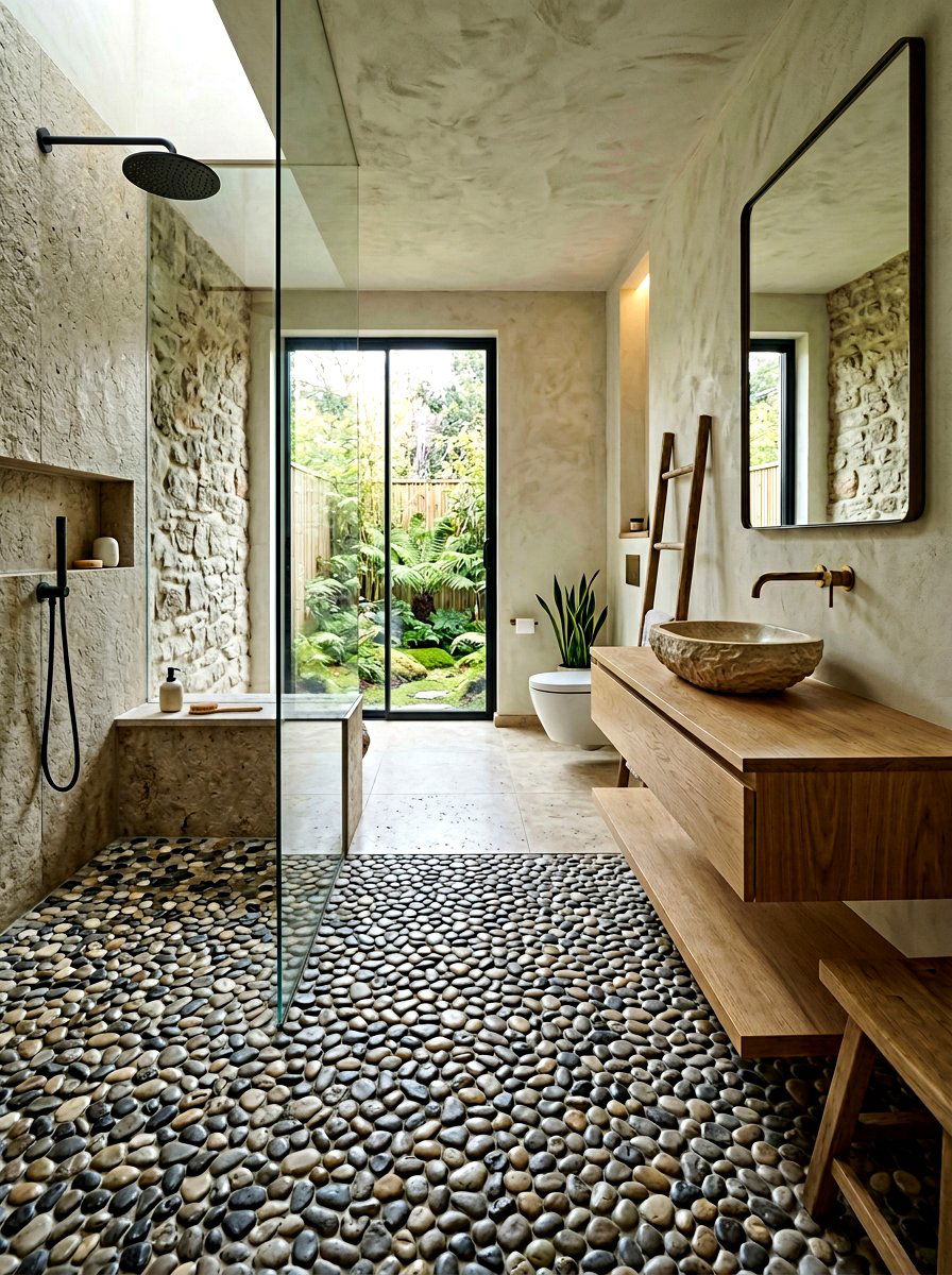 Zen Stone Organic Modern Bathroom - 30 organic modern bathroom ideas