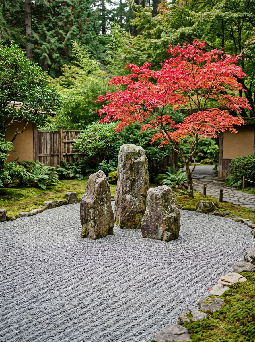 Zen Stone Sanctuary - 30 rock flower bed ideas