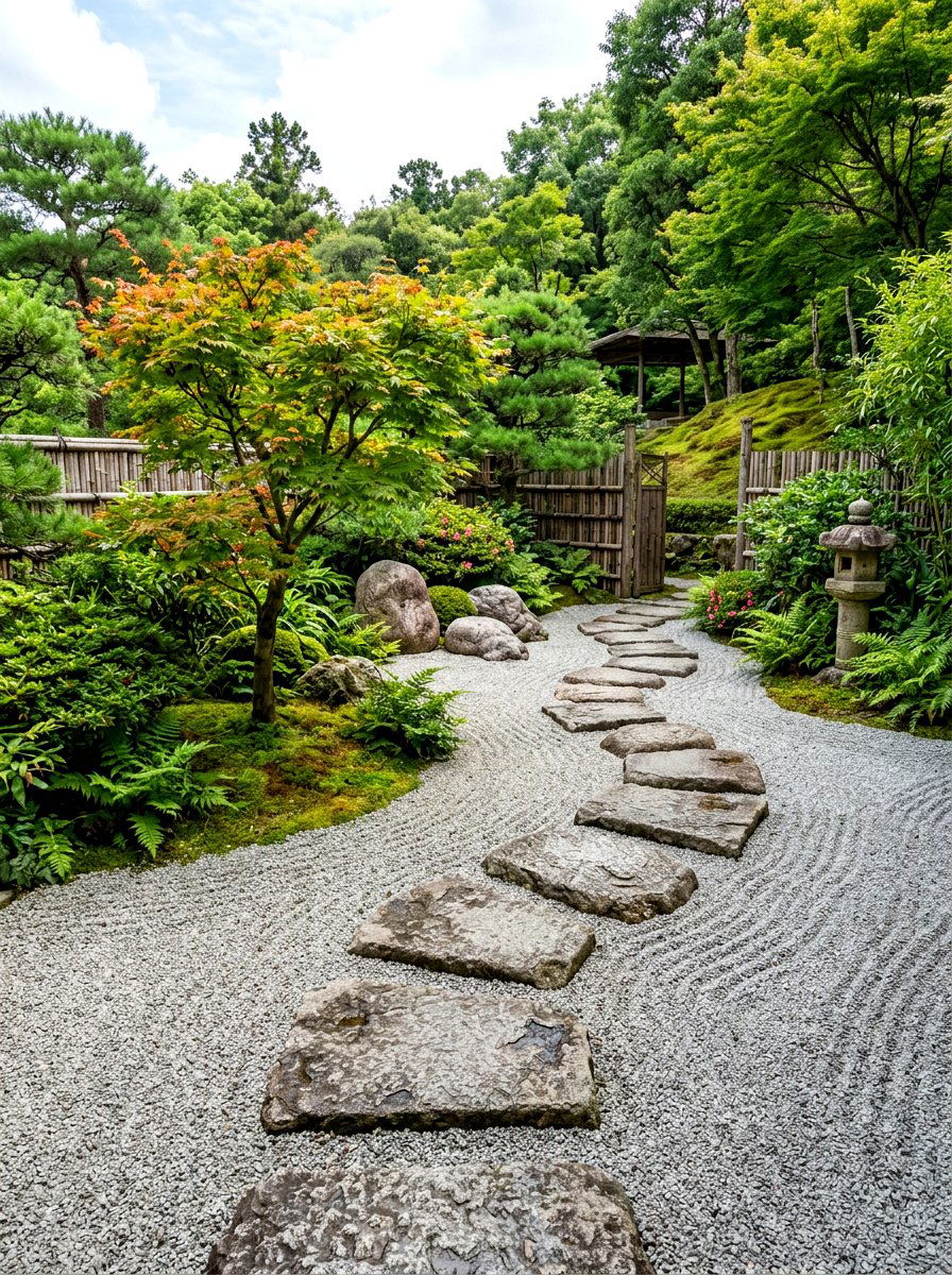 Zen Stone Stepping Path - 30 front garden path ideas