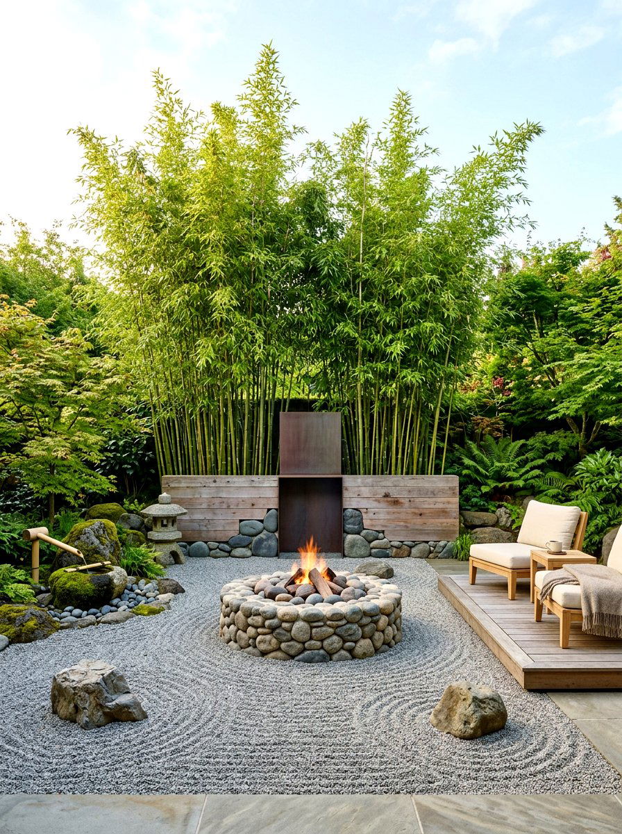 Zen Style Outdoor Fireplace - 30 modern outdoor fireplace ideas