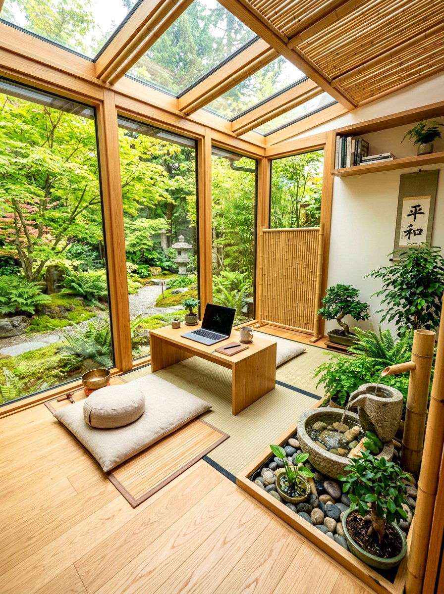 Zen Sunroom Office - 30 sunroom office ideas
