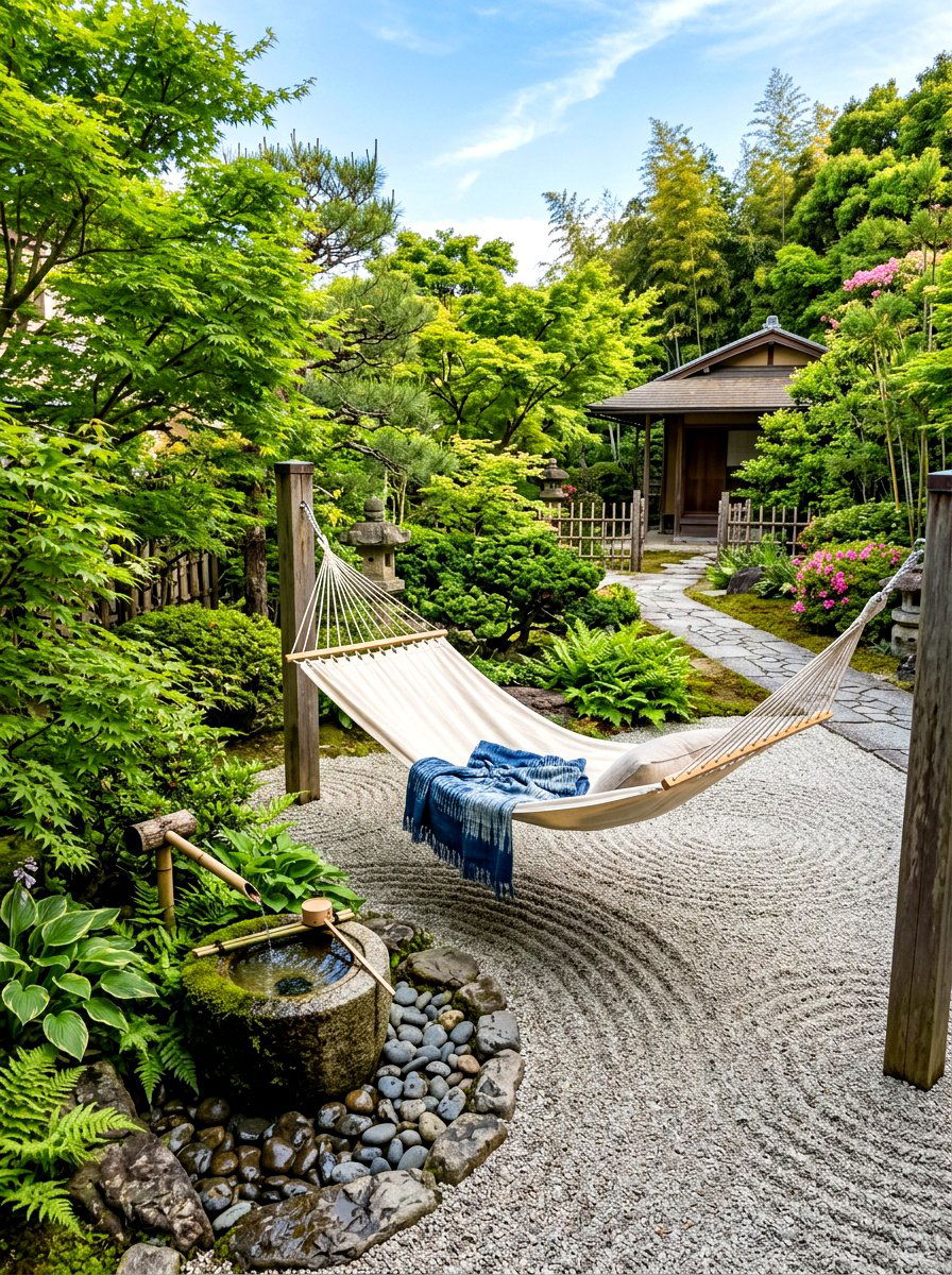 Zen garden hammock sanctuary - 30 hammock garden corner ideas