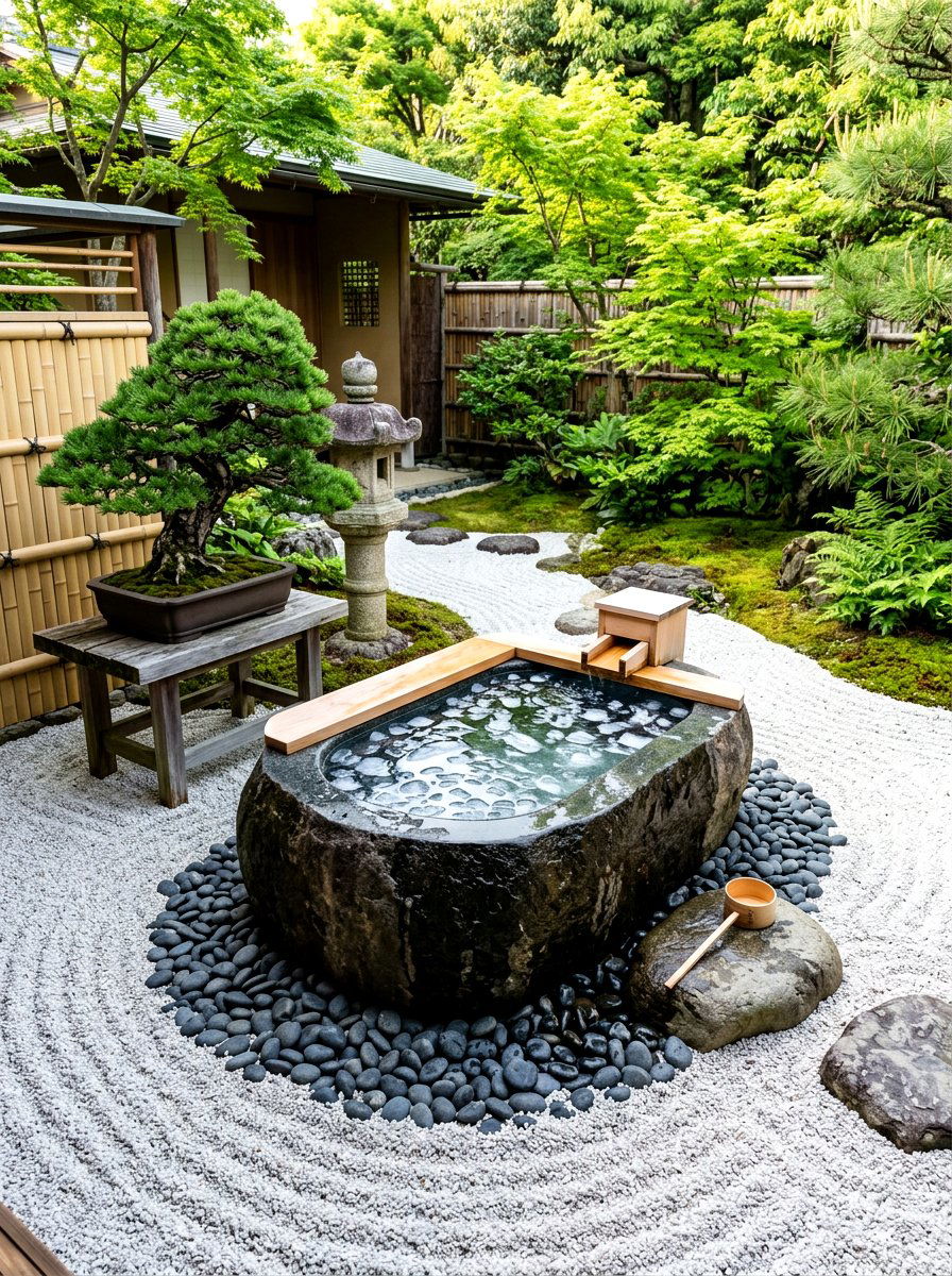 Zen garden ice bath - 30 cold plunge bath ideas