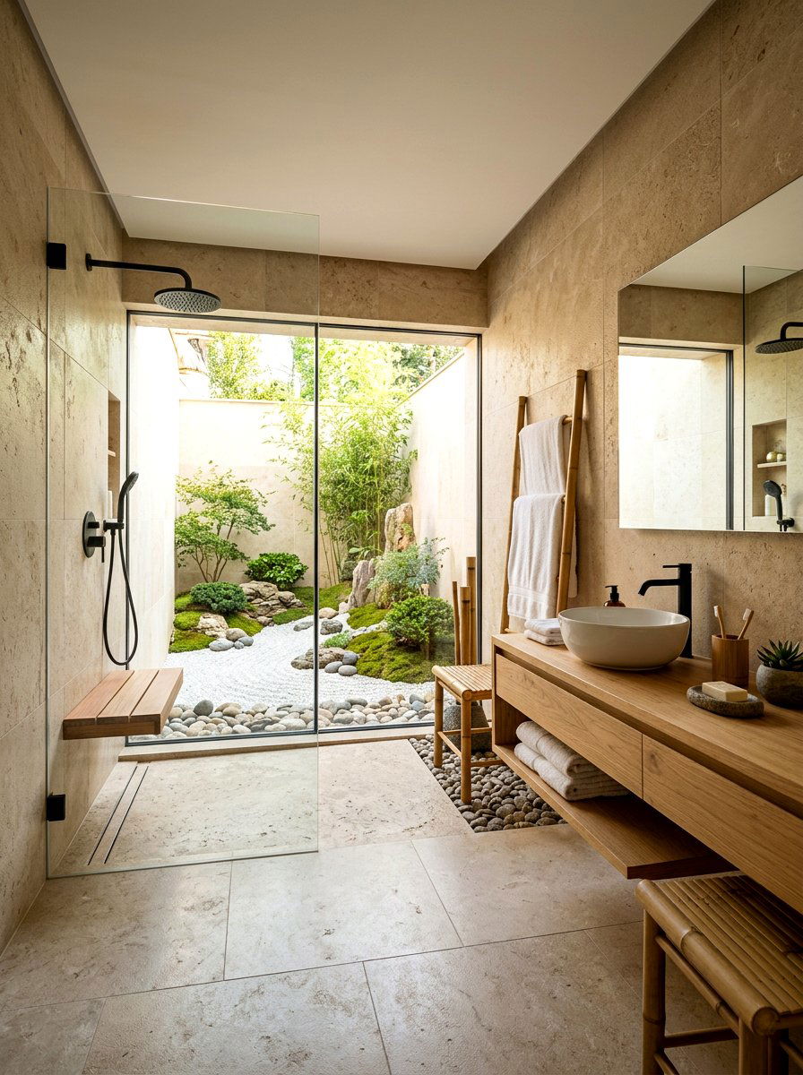Zen garden inspired bathroom - 30 spa shower bathroom ideas