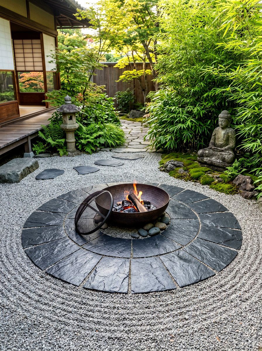 Zen garden paver fire pit - 30 paver fire pit patio ideas