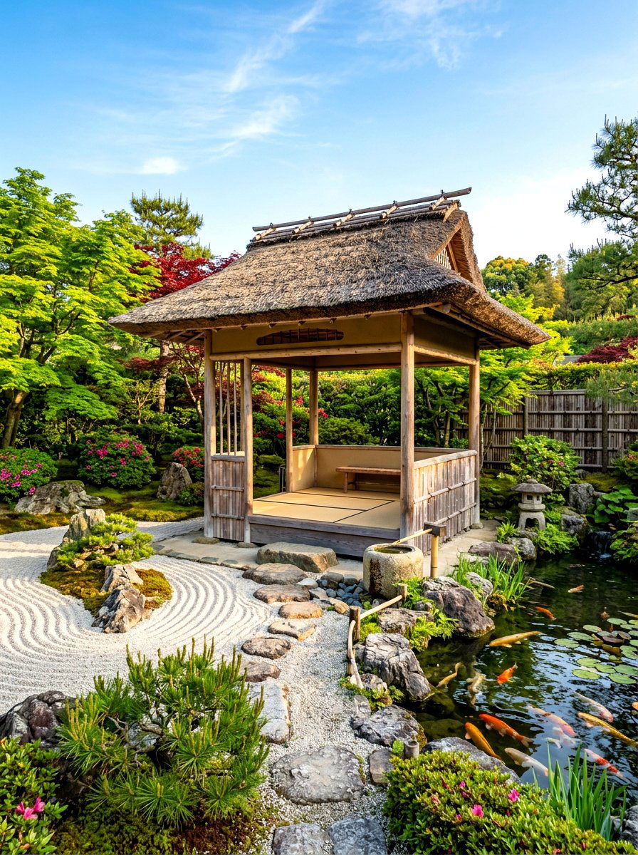 Zen garden pavilion - 30 hexagon pavilion ideas
