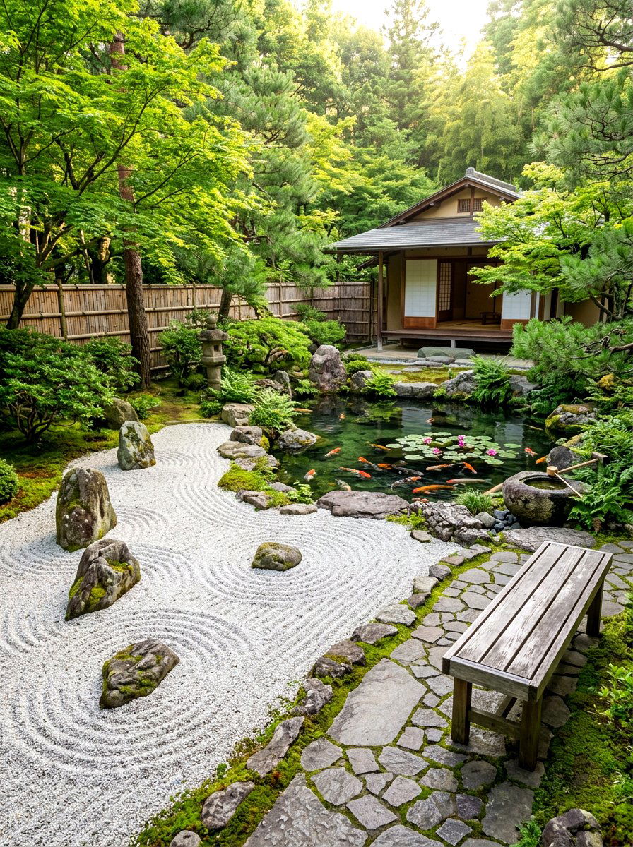 Zen garden retreat - 30 backyard club lounge ideas