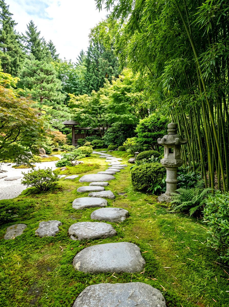 Zen garden stone path - 30 stepping stones through grass ideas