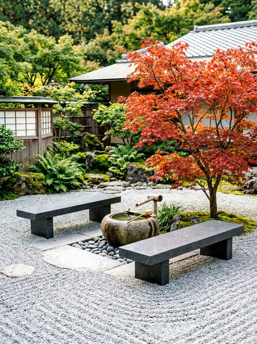 Zen garden stone seating - 30 patio conversation area ideas