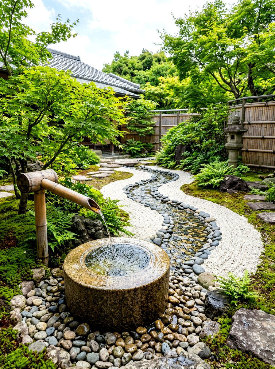 Zen garden stream - 30 backyard stream ideas