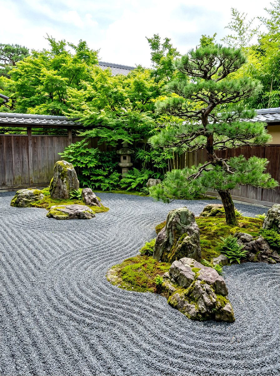Zen garden with gravel - 30 decomposed granite front yard ideas
