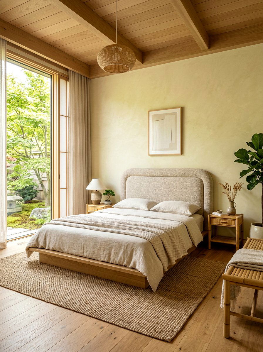 Zen japandi boucle headboard - 30 boucle headboard ideas
