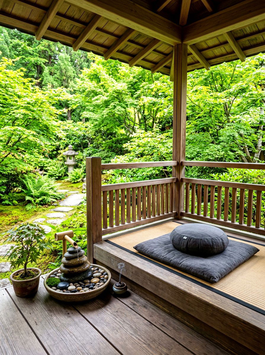 Zen meditation porch corner - 30 front porch seating nook ideas