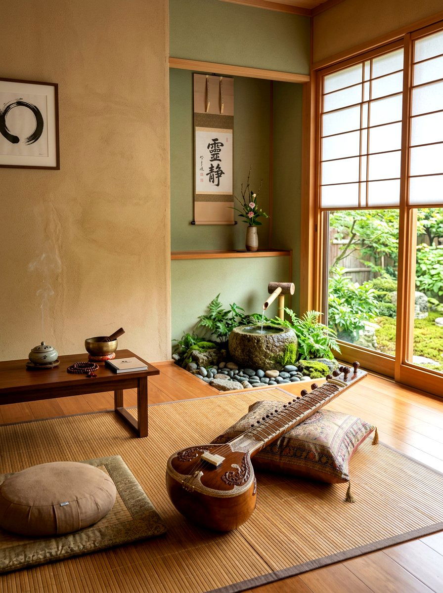 Zen music meditation space - 30 music practice room ideas