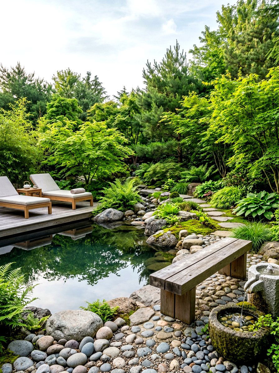 Zen pool lounge space - 30 small poolside patio ideas
