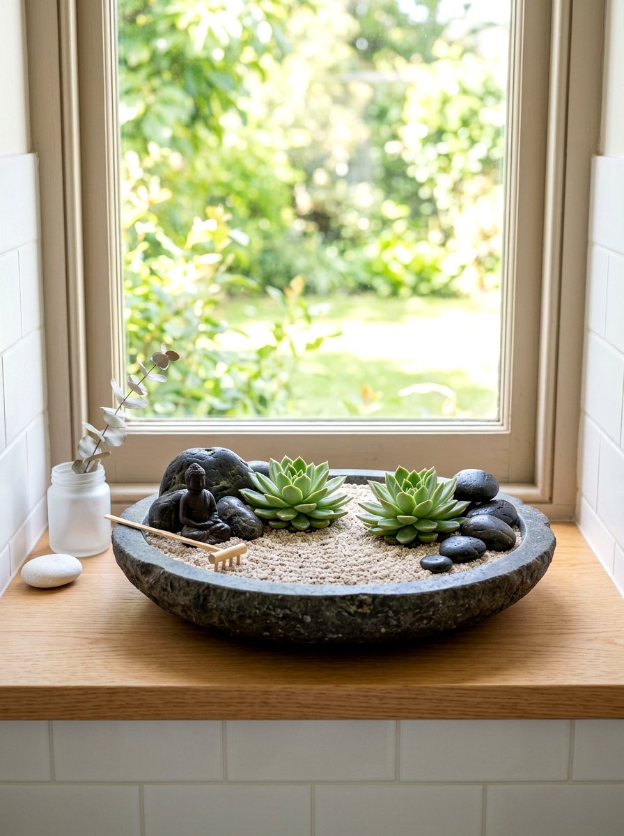 Zen rock arrangement - 30 succulent windowsill ideas