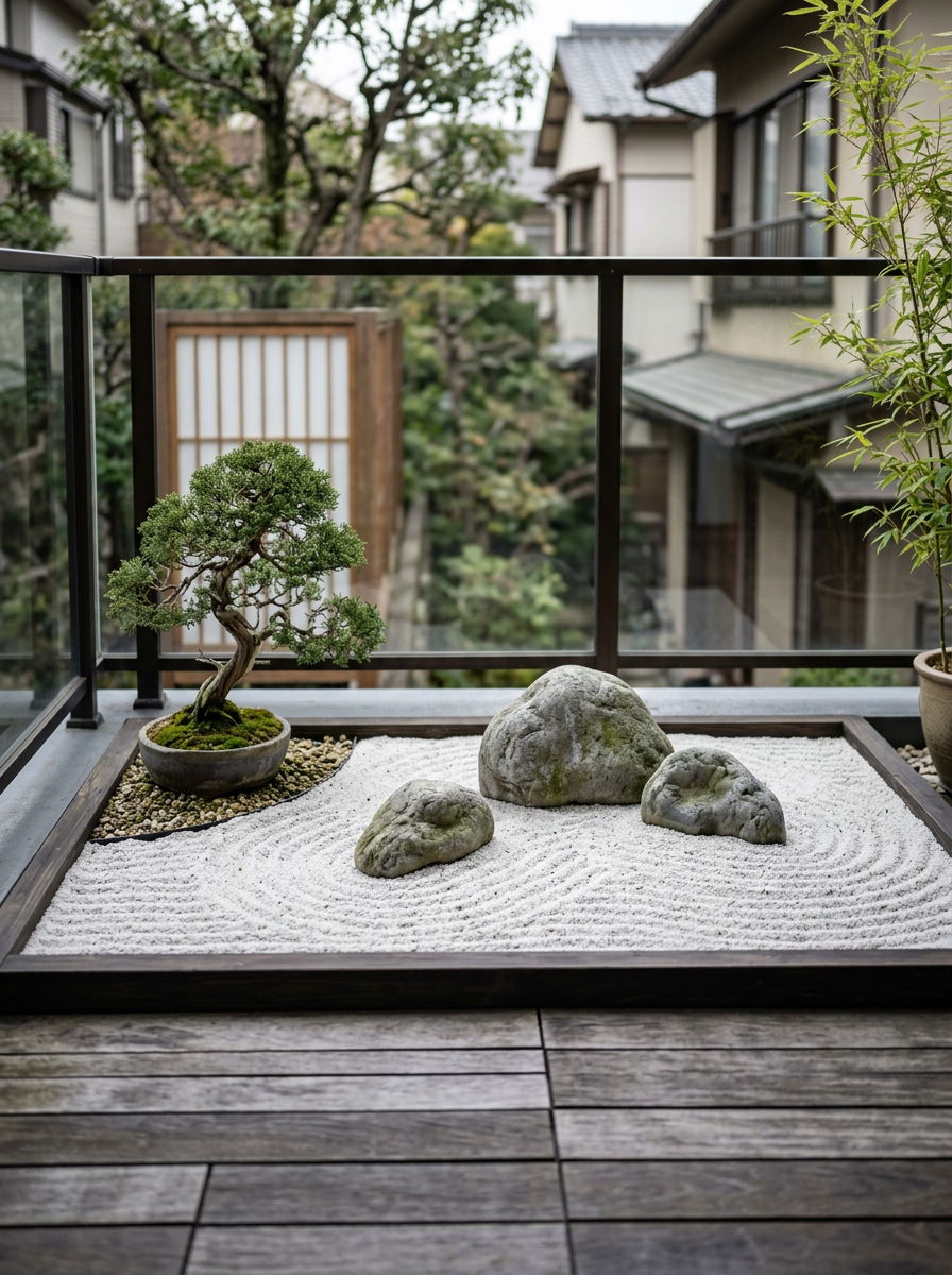 Zen rock garden for balcony - 30 urban garden ideas