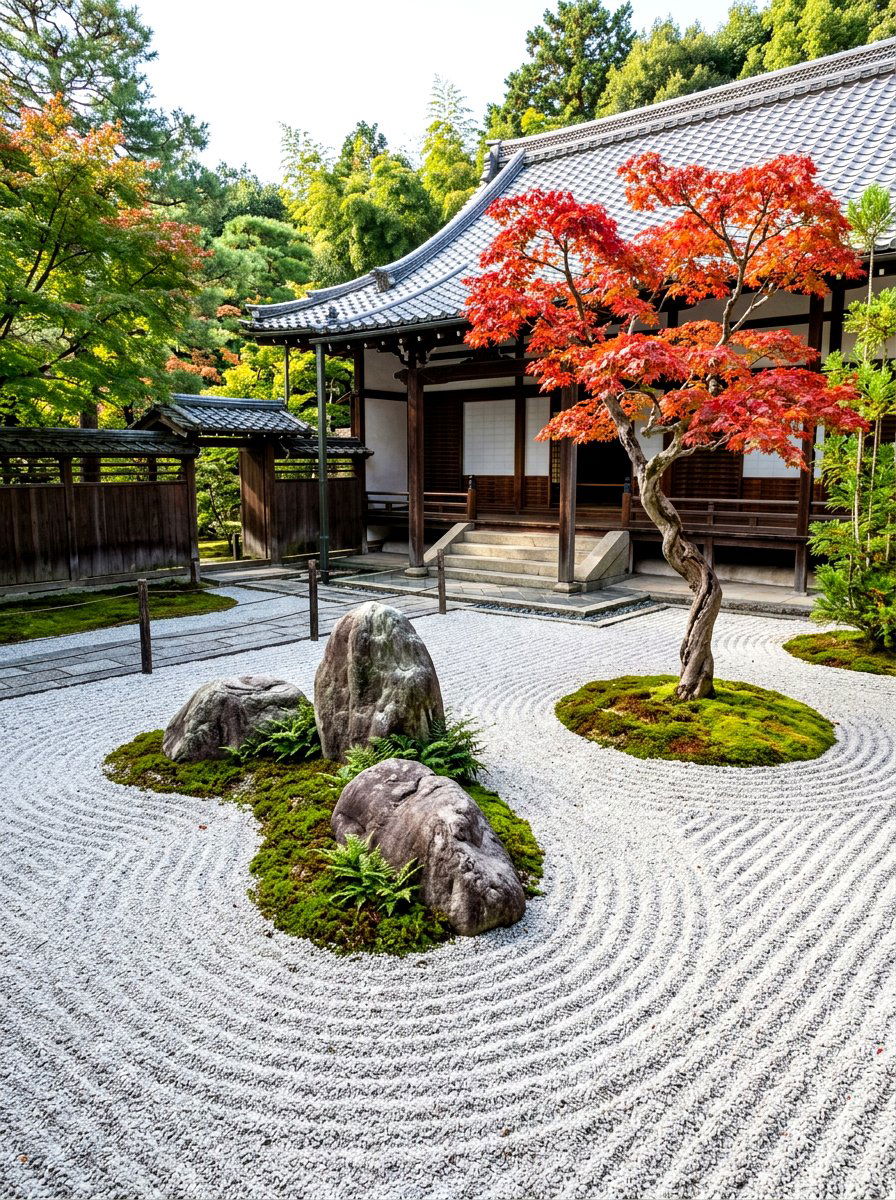 Zen stone garden - 30 indoor courtyard garden ideas
