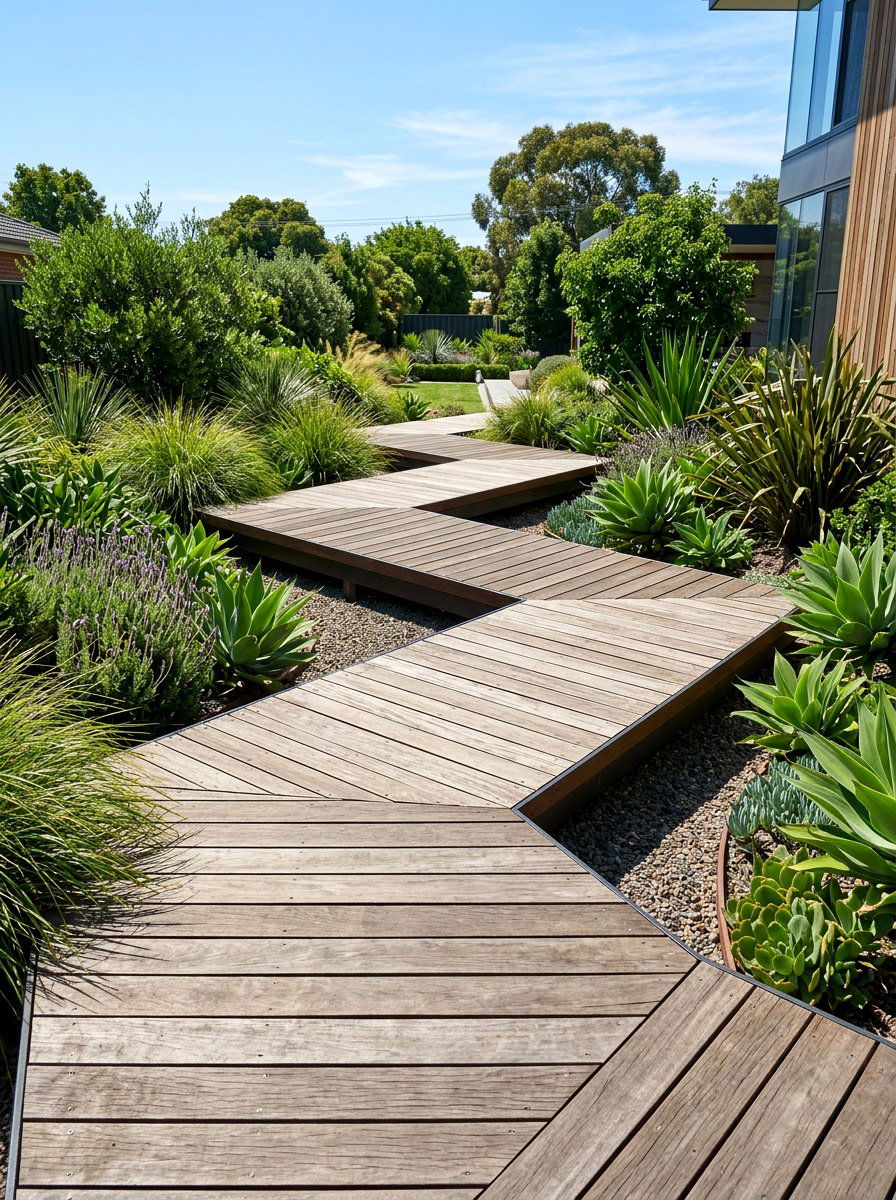 Zig Zag Boardwalk - 30 boardwalk garden path ideas