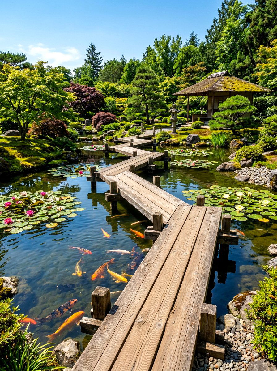 Zig Zag Walkway - 30 pond bridge ideas