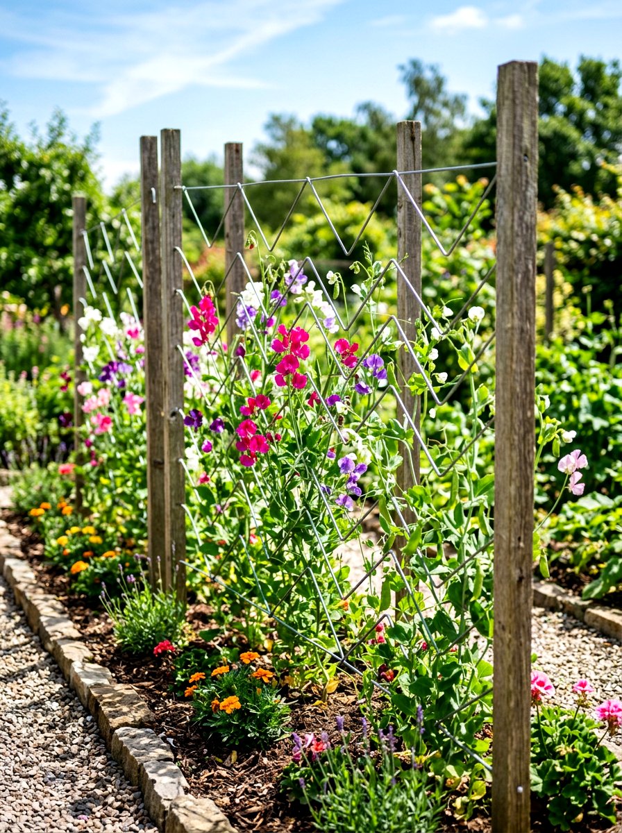 Zig Zag Wire - 30 vegetable garden trellis ideas