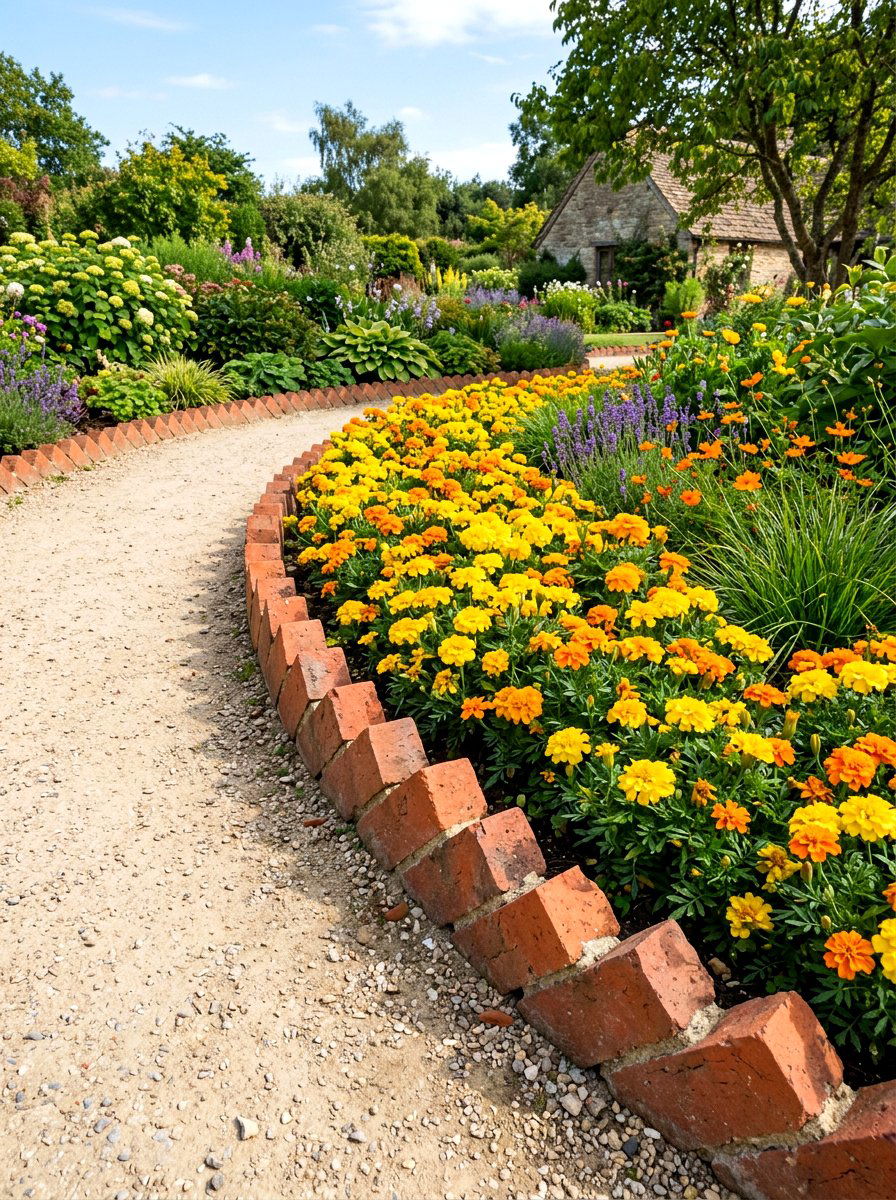 Zigzag Brick Border - 30 brick garden edging ideas