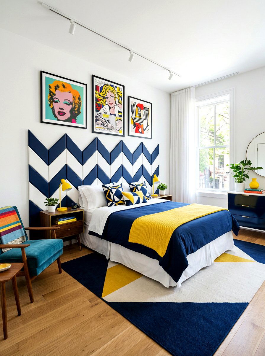 Zigzag pattern headboard - 30 sculptural headboard ideas