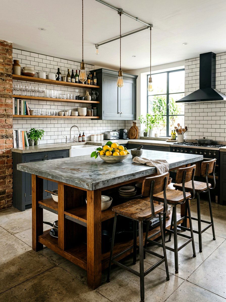Zinc Metal Kitchen Island - 30 Paris cafe kitchen ideas