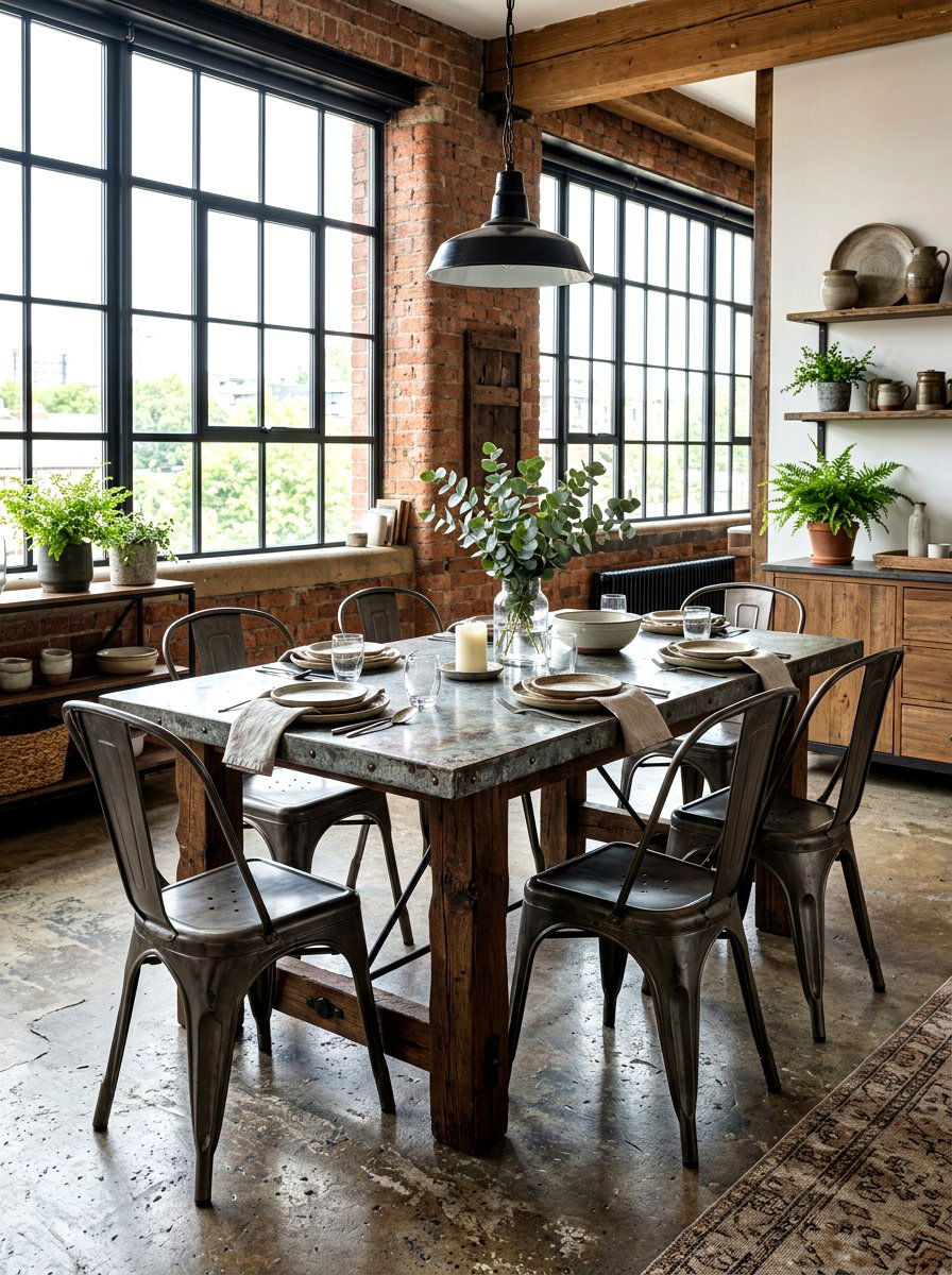 Zinc top dining table - 30 Paris cafe dining room ideas