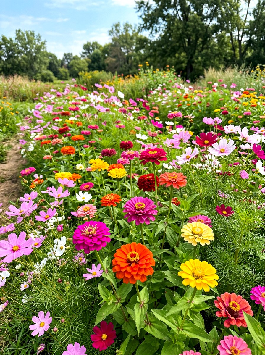 Zinnia And Cosmos Garden - 30 zinnia garden ideas