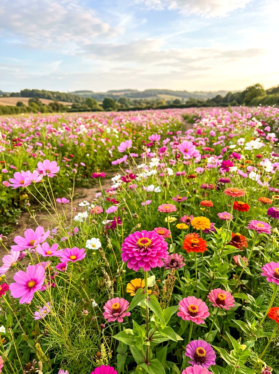 Zinnia And Cosmos Wildflower Meadow - 30 zinnia border ideas