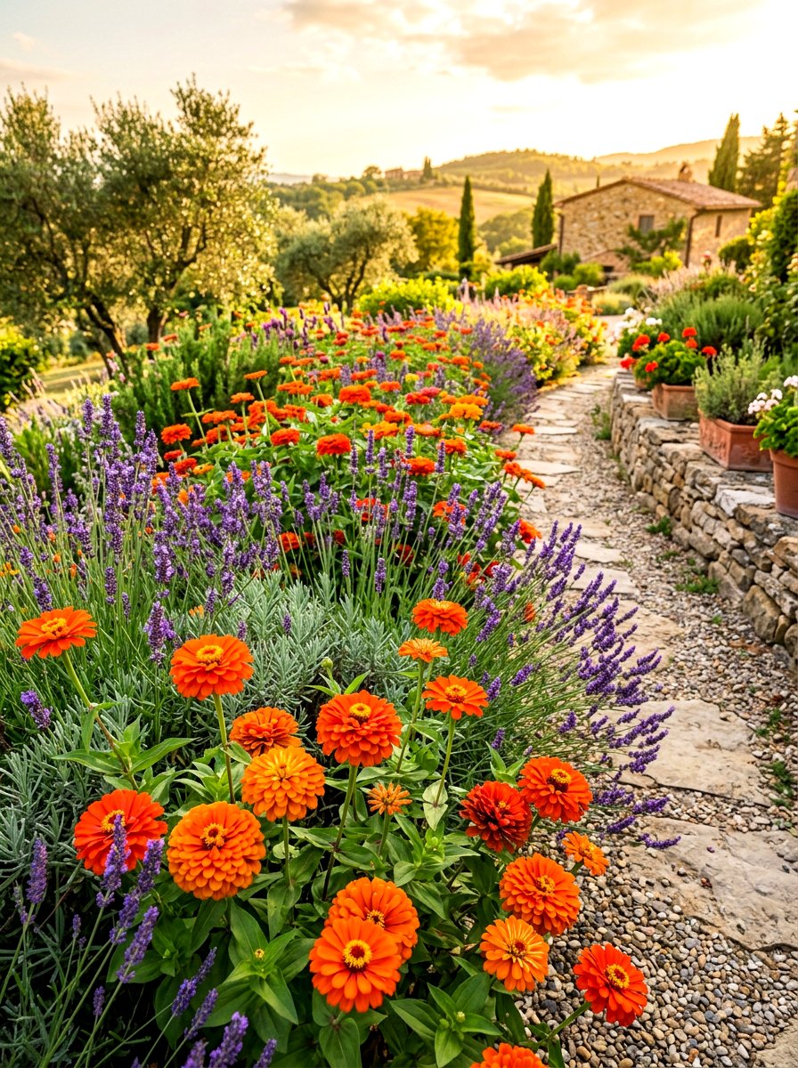 Zinnia And Lavender Garden Border - 30 zinnia border ideas