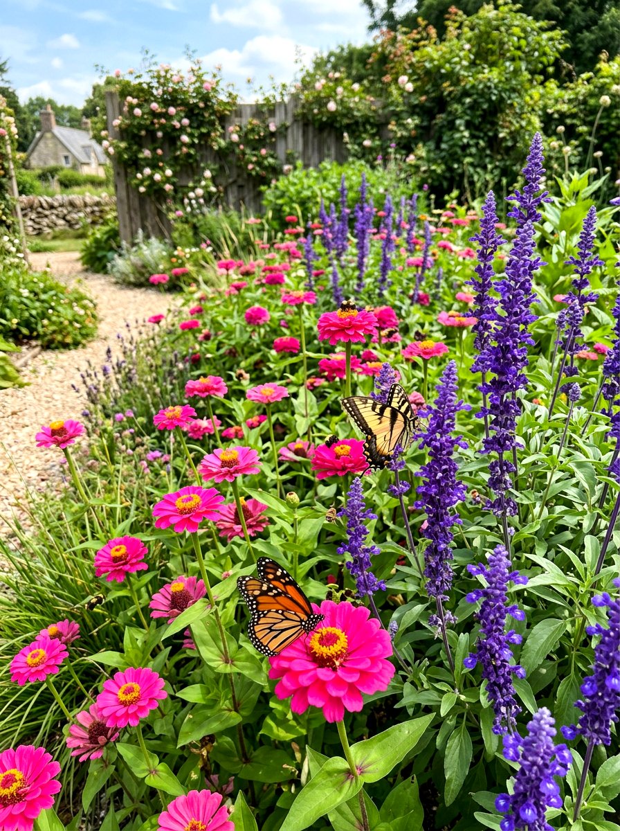 Zinnia And Salvia Pollinator Garden - 30 zinnia border ideas