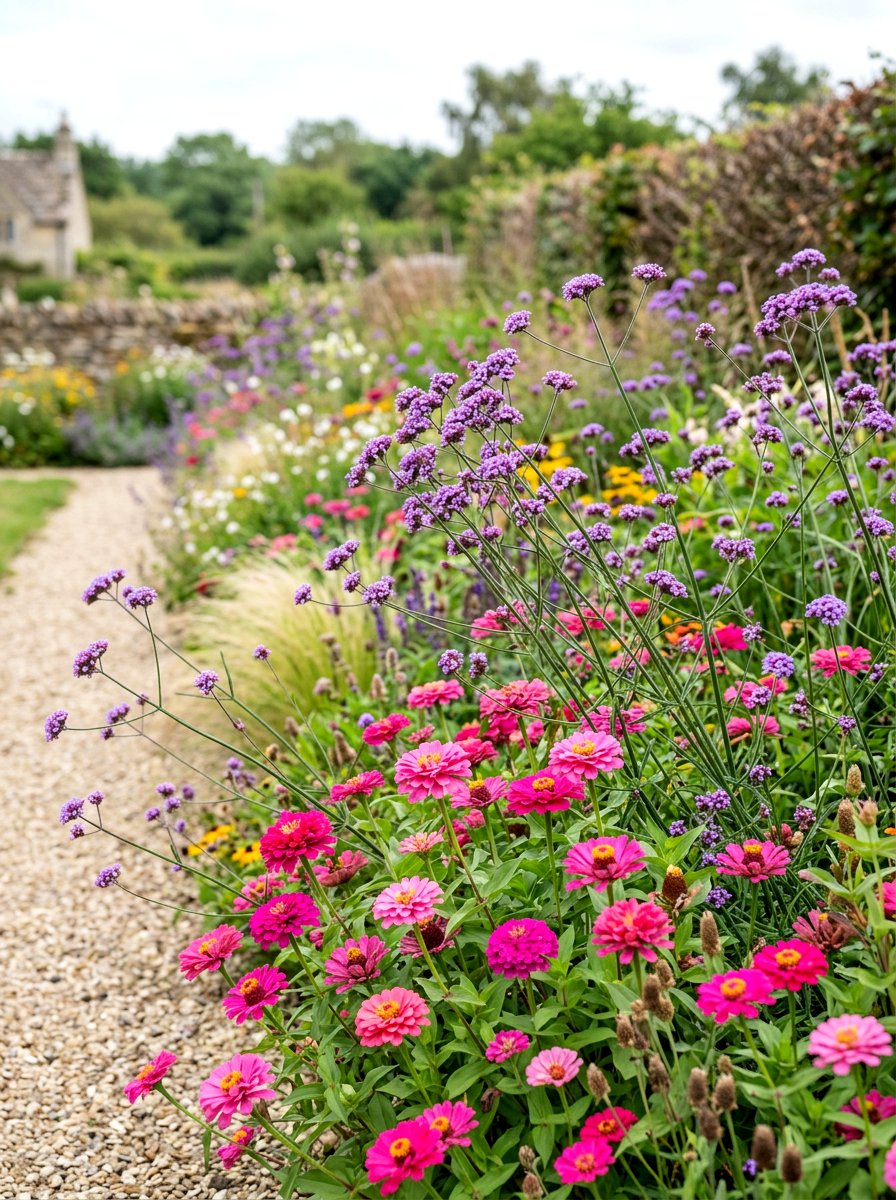 Zinnia And Verbena Airy Border - 30 zinnia border ideas